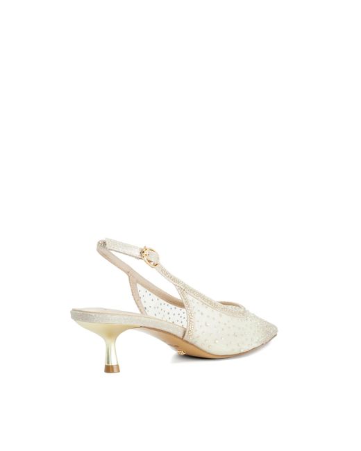 Dune White Wf Brivelle Slingback Heeled Court Shoes