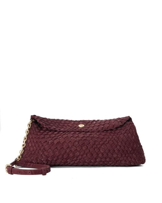 Dune Purple Encourage Woven Clutch With Cross Body Strap