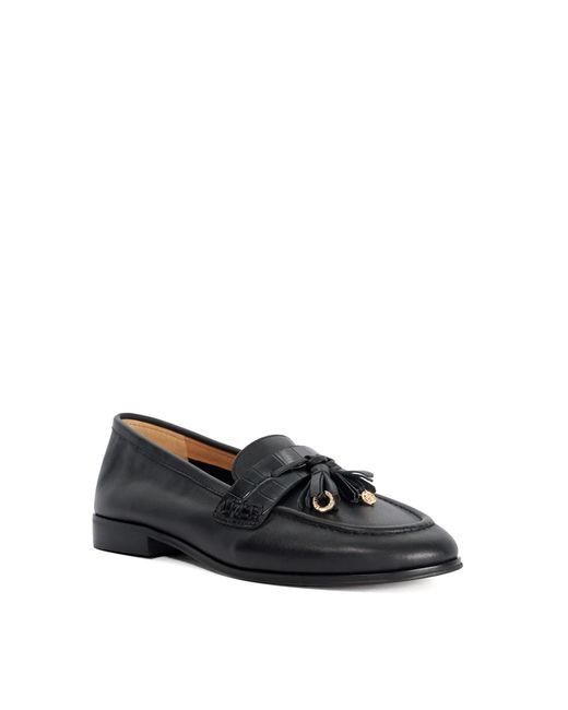 Dune Blue Giavonni Leather Tassel Trim Loafers