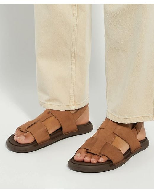 Dune Brown Izan Leather Sandals for men
