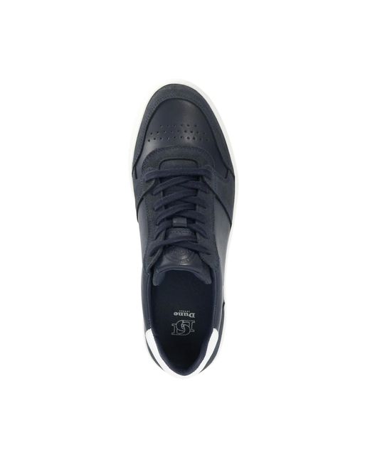 Dune Blue Tawly Leather Cup Sole Trainers for men
