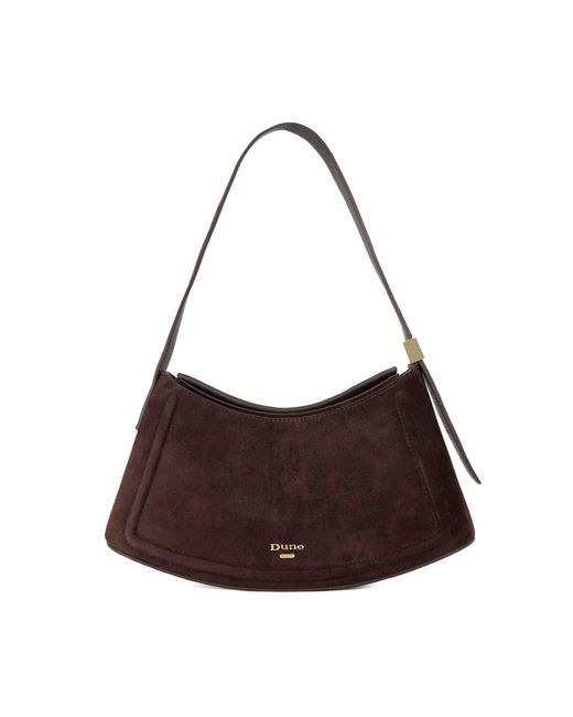 Dune Brown Dependent T Suede Shoulder Bag