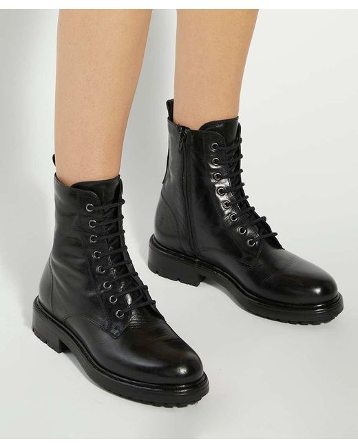 Dune Black Patley Leather Lace-Up Ankle Boots