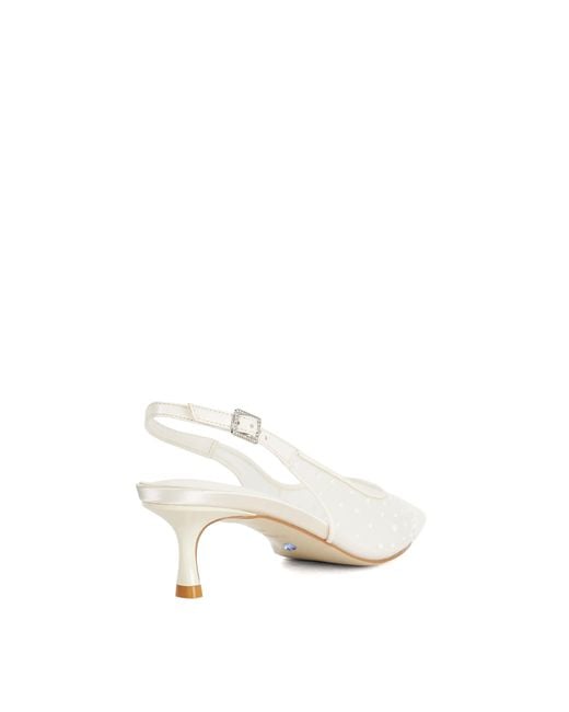 Dune White Companionship Sea Pearl Embellished Kitten Heel Wedding Sh