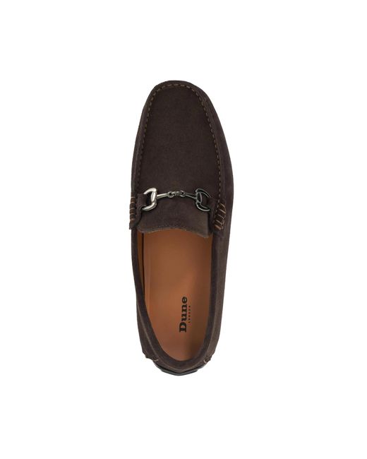 Dune Brown Brackon Snaffle Trim Suede Loafers for men