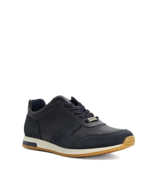 Dune Blue Trusting Contrast Sole Leather Runner for men
