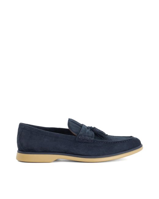 Dune Blue Broddi Suede Tassel Trim Loafers for men