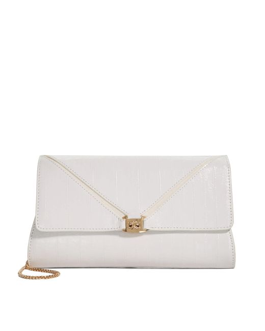 Dune White Bee Leather Clutch Bag