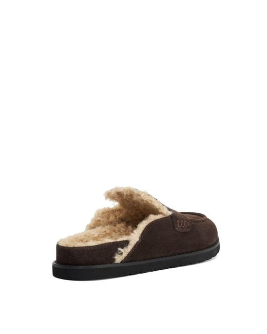 Dune Brown Goldys Faux Shearling Lined Backless Mule Suede Loafers