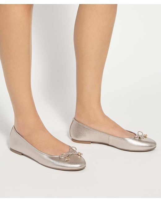 Dune Gray Wf Hallo Wide Fit Charm-Detail Ballet Shoes