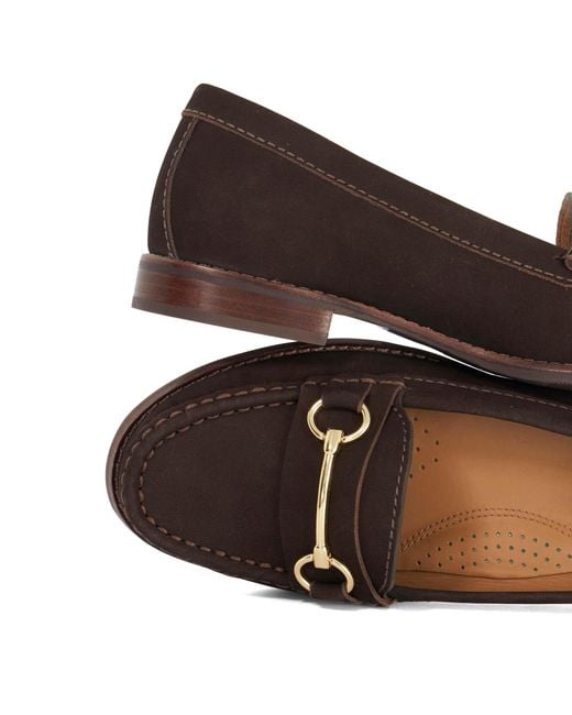 Dune Brown Wf Glenny Wide Fit Snaffle Trim Loafers