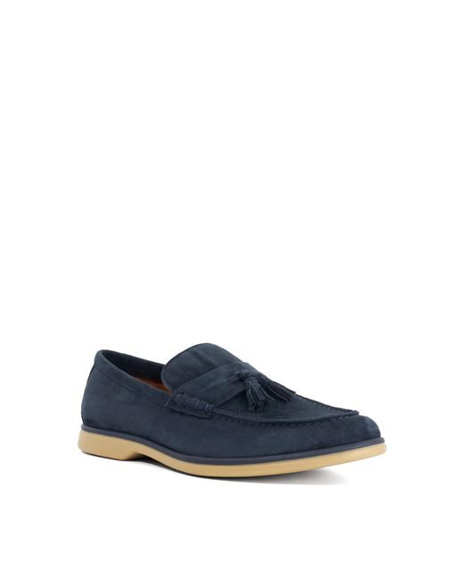 Dune Blue Broddi Suede Tassel Trim Loafers for men