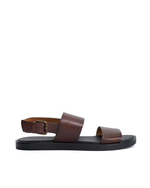 Dune Brown Issac Leather Sandals for men