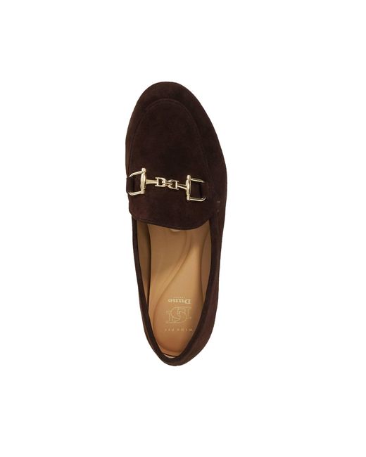 Dune Brown Glair Leather Snaffle Trim Loafers
