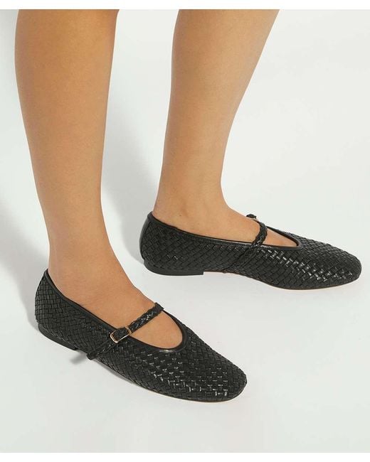 Dune Black Wf Headliner Woven Mary Jane Flats