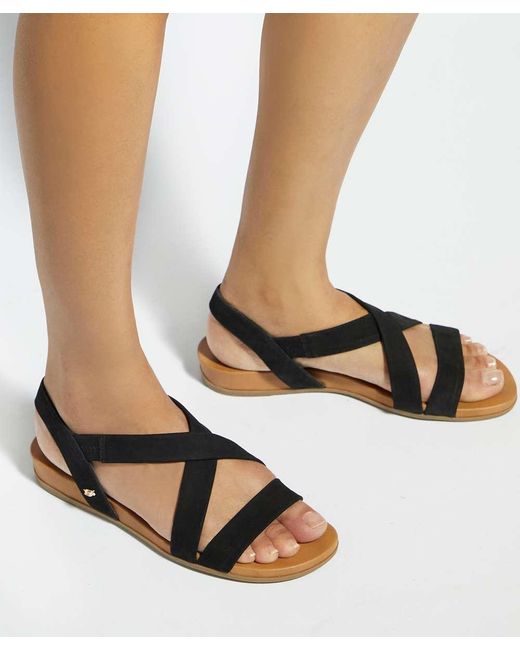 Dune Black Landies Flat Sandals