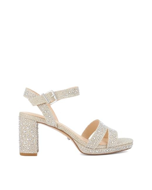 Dune Metallic Manifesting Block Heel Sandals