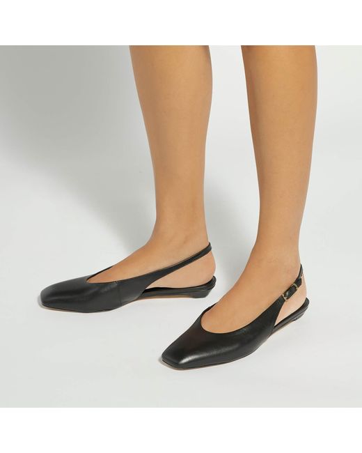 Dune Blue Henrie T Leather Sling-Back Court Shoes