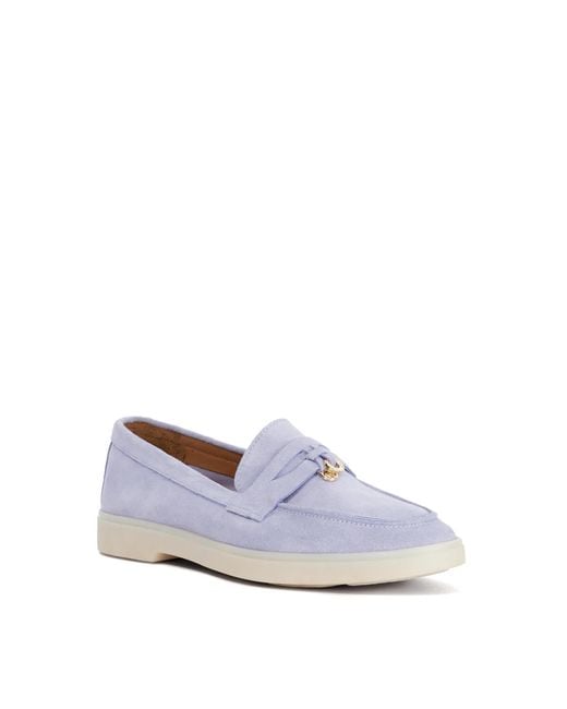 Dune Blue Grinning Suede Slip On Loafers