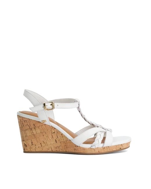 Dune White Wf Karly Leather Cork Wedges