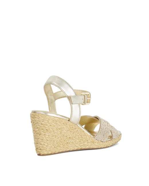 Dune Metallic Kyro Raffia Wedge Sandals