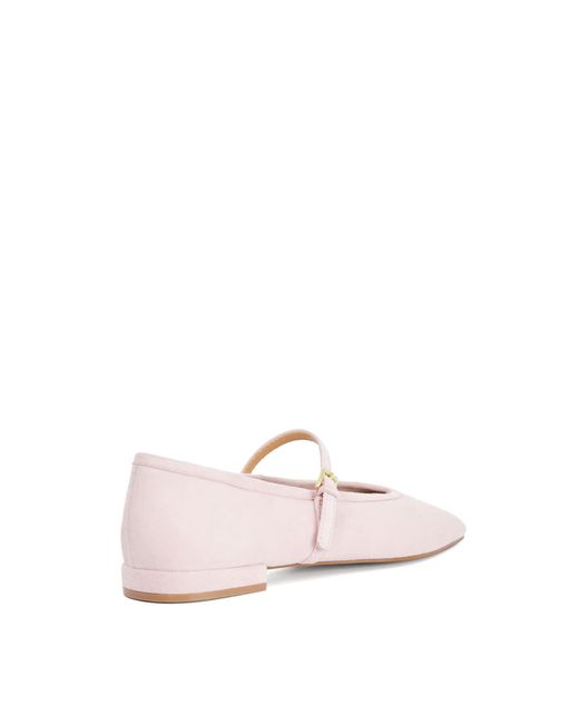 Dune Pink Hearthrob Leather Pointed Toe Mary Jane Ballet Flats