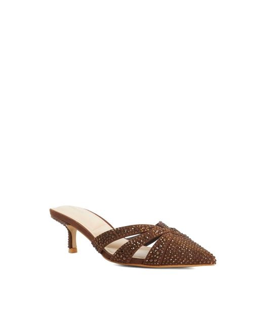 Dune Brown Calla Embellished Heeled Mules