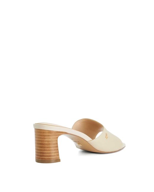 Dune Natural Mazy Mid Height Leather Mules