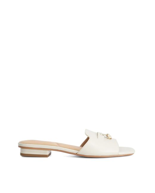 Dune Natural Lindo Leather Tassel Trim Slip-On Sandals