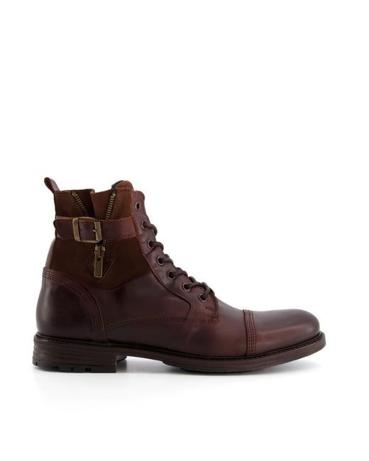Dune Brown Call Casual Buckle Detail Ankle Boots for men