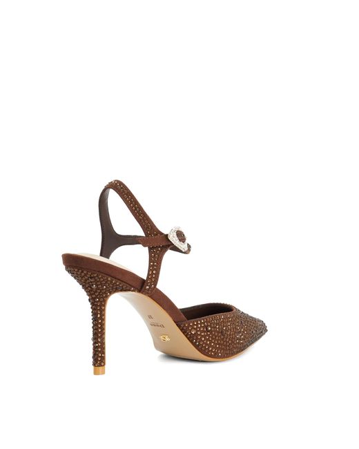 Dune Brown Compliments Embellished Pointed-Toe Heels