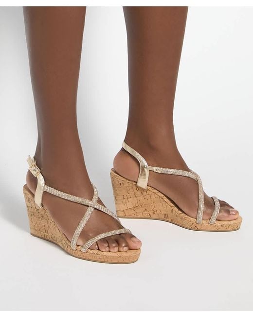 Dune Metallic Kiikii Cork Wedge Sandals