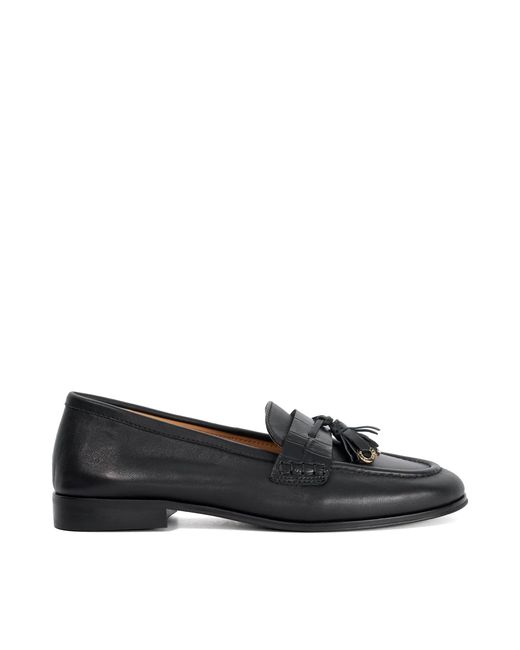 Dune Blue Giavonni Leather Tassel Trim Loafers