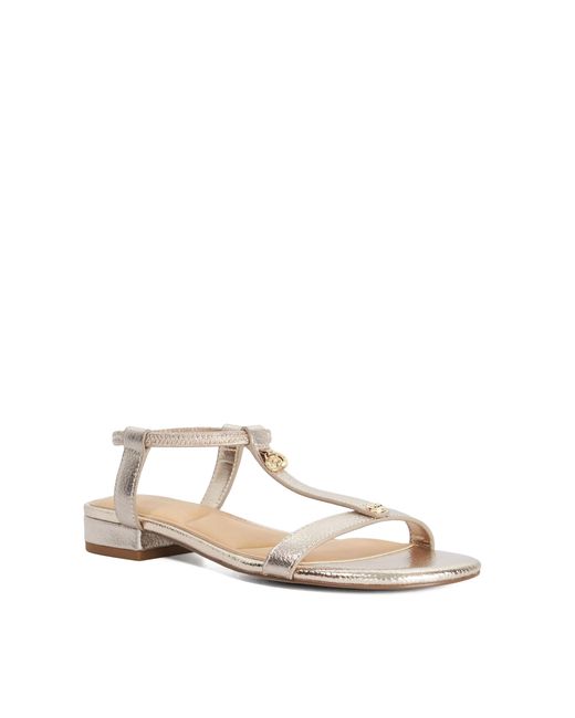 Dune Natural Lyra Flat T-Bar Sandals