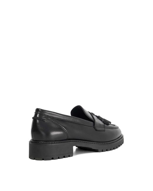 Dune Black Gracelyn Leather Tassel Trim Chunky Loafers