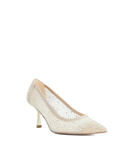 Dune White Brivelle Mesh Embellished Court Shoes