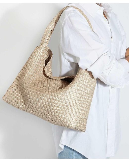 Dune Natural Deliberate L Woven Shoulder Bag
