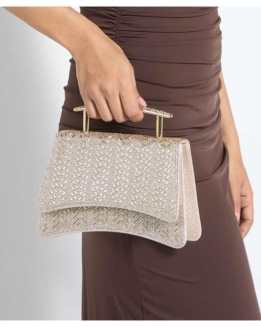 Dune Natural Bedazzle Sculptural Top-Handle Bag
