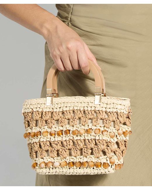 Dune Metallic Dahlia Raffia Grab Bag
