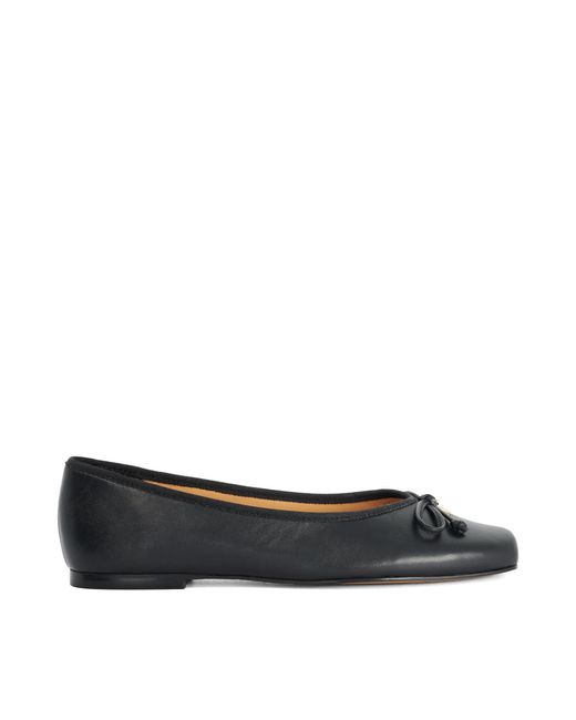 Dune Blue Harllowe Leather Square Toe Ballet Flats