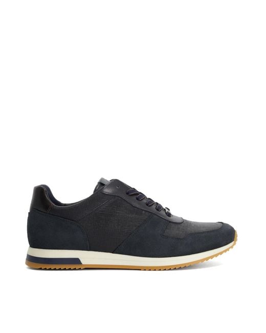 Dune Blue Trusting Contrast Sole Leather Runner for men