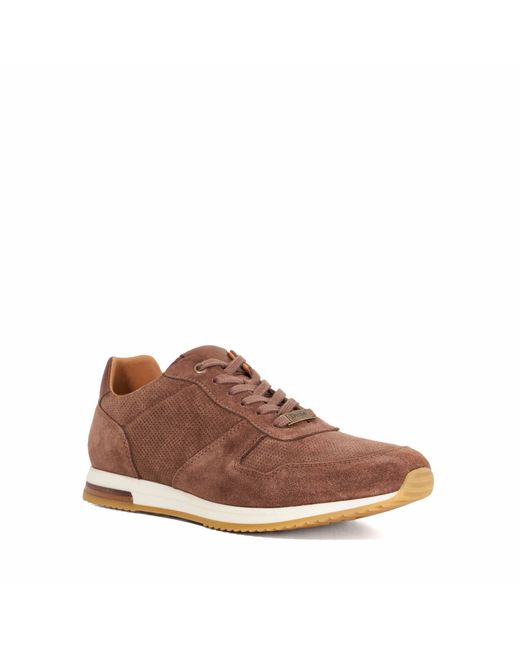 Dune Brown Trilogy Wf Wide Fit Suede Lace Up Trainers for men
