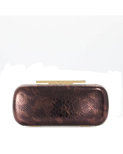 Dune Brown Body Structured Chain Strap Clutch Bag