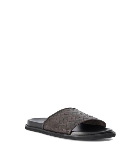 Dune Brown Ivar Woven Leather Slider Sandal for men
