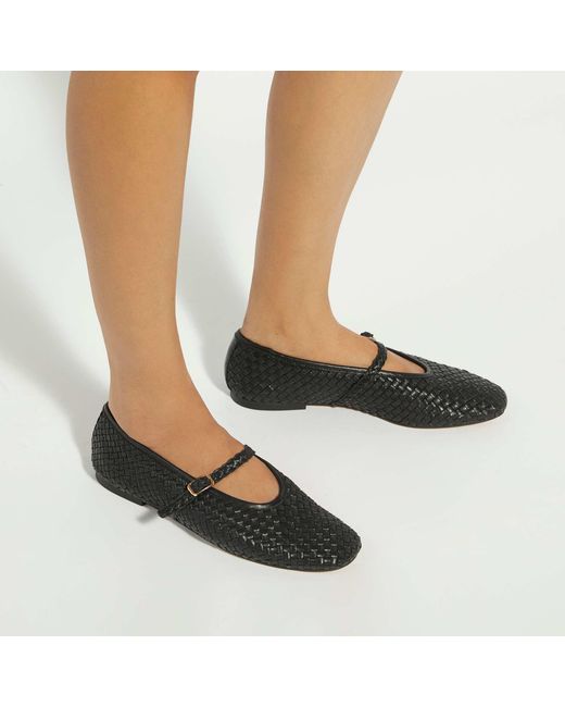 Dune Black Wf Headliner Woven Mary Jane Flats