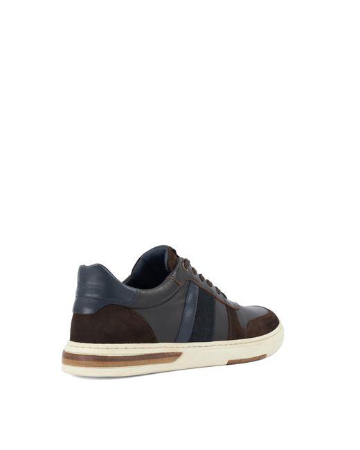 Dune Black Terence Leather-Trim Low-Top Trainers for men