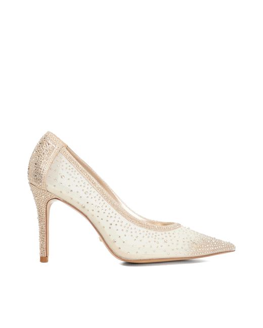 Dune White Brightest Mesh Diamante Court Shoes
