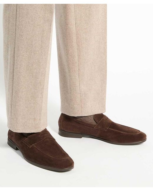 Dune Brown Barclays Suede Loafers for men