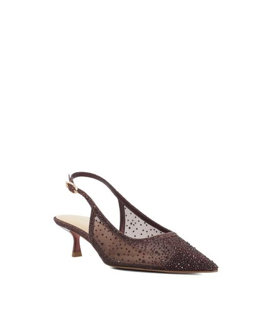 Dune Brown Cirelle Embellished Slingback Court Shoes