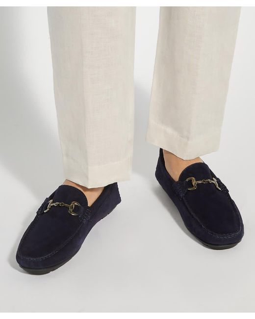 Dune Blue Brackon Snaffle Trim Suede Loafers for men